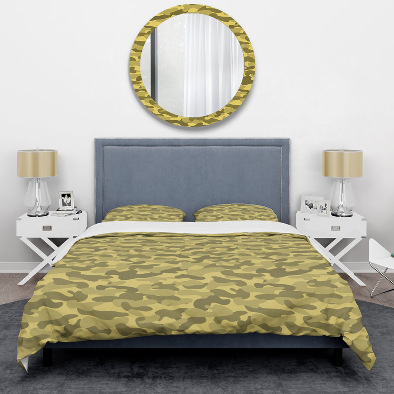 Ensemble de housse de couette en microfibre jaune / brun 3 pièces