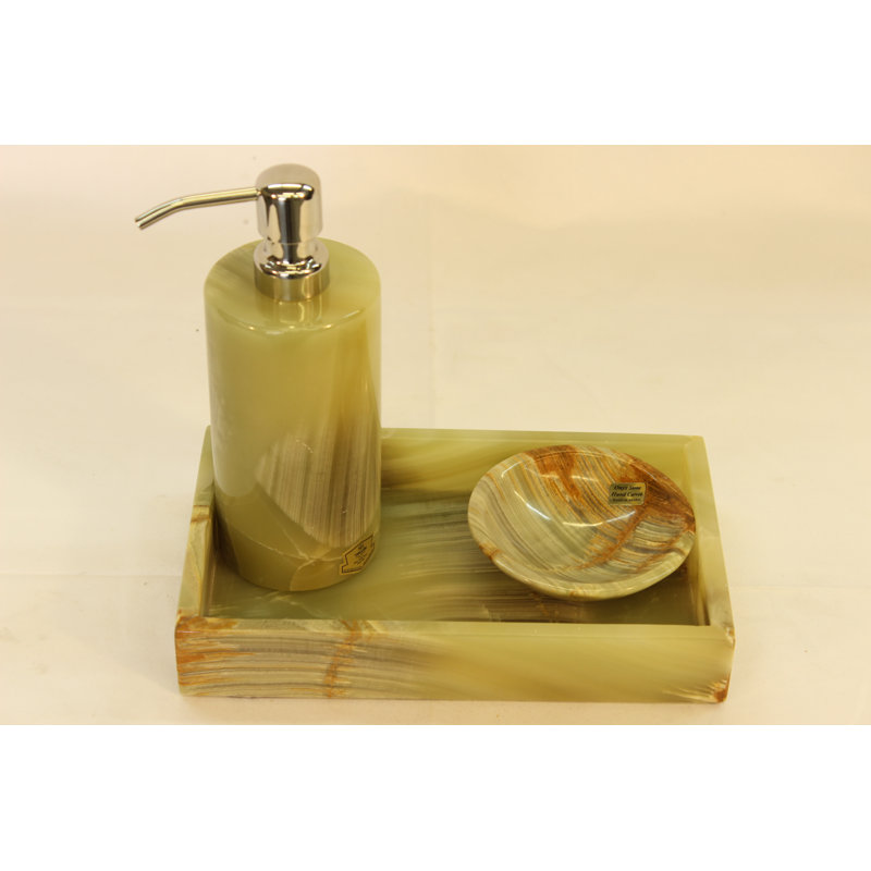 3Pc Green Onyx Bath Accessory Set