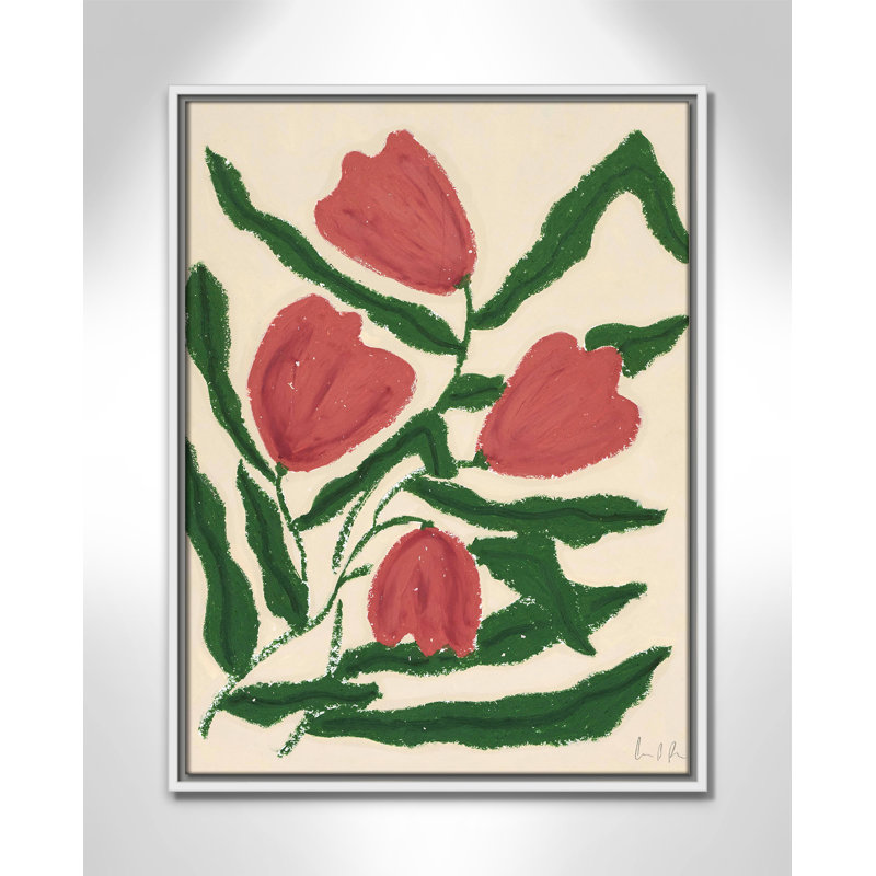 «Colette Red Tulips Print» par Camilla Bergqvist, H 25,5 po x l 19,5 po, Blanc