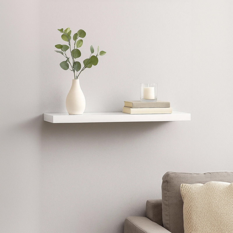 Tablette murale flottante Zyno, panneau de fibres à densité moyenne blanc brillant, 35 po