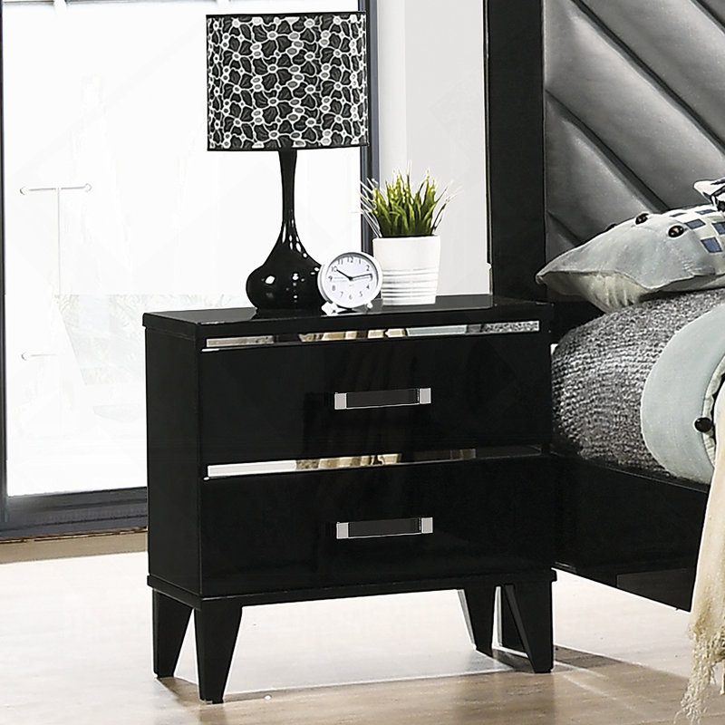 Table de chevet à 2 tiroirs contemporaine et pratique pour la chambre à coucher, idéale pour rehausser l'organisation et le style de la chambre à coucher