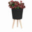 S / 2 DÉCORSEUR RIDGED 10/12 "AVEC PIEDS EN BOIS, NOIR (KD)