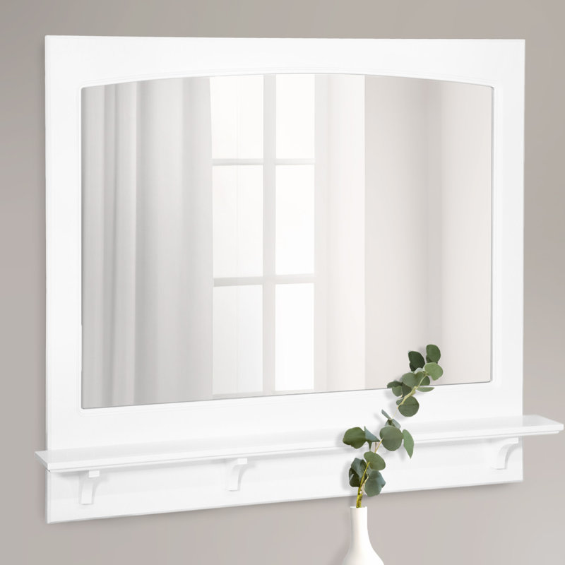 Searle Wood Wall Mirror with Shelves, 31" x 37.5"