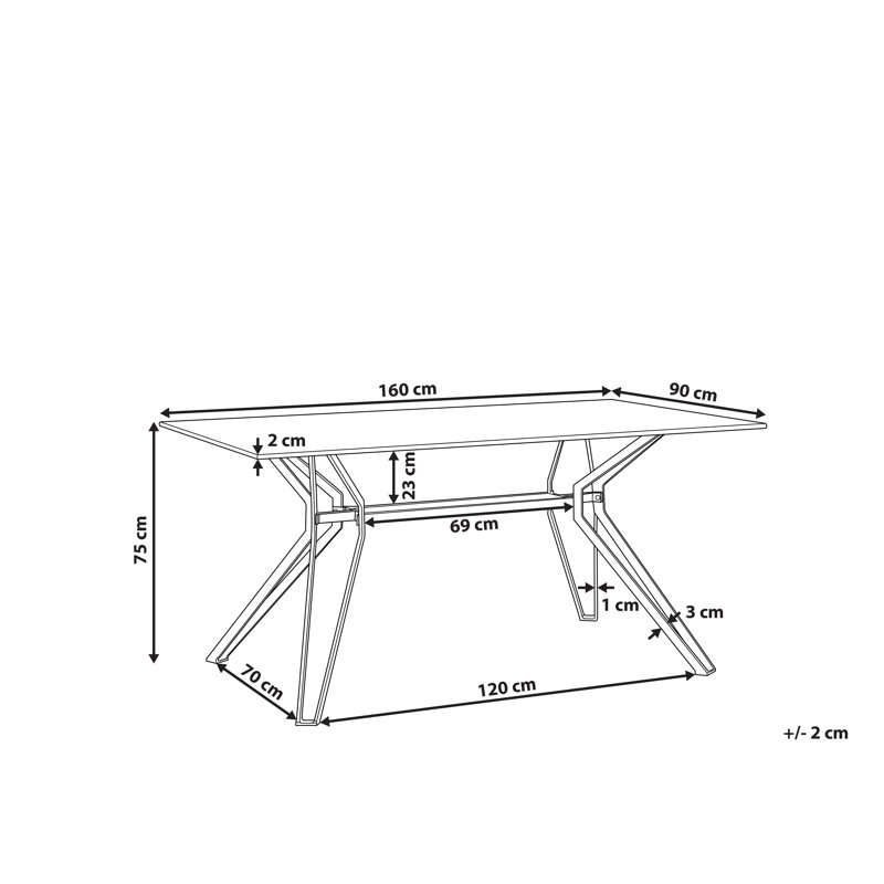 Ballina Glass Top Metal Base Dining Table