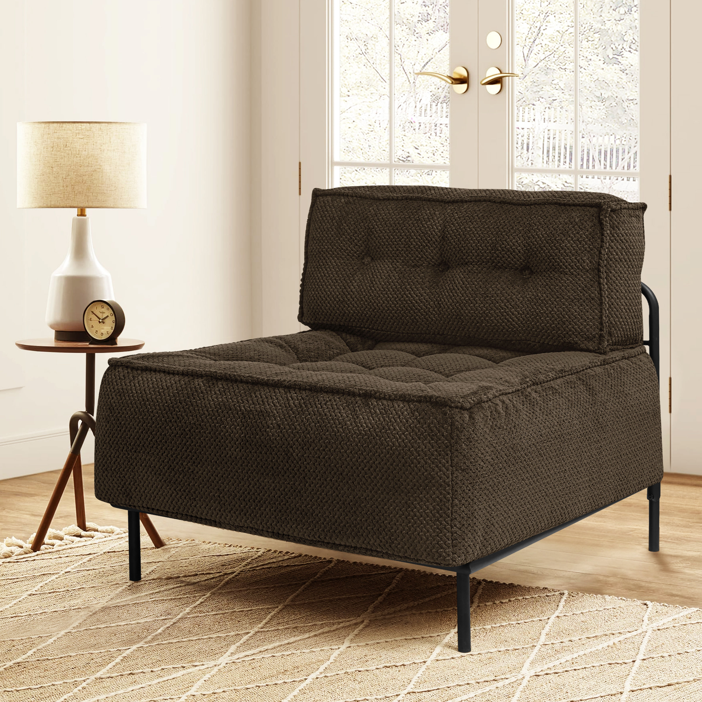 Wade Logan Birbal Upholstered Modular Sectional Sofa Armless Chair ...