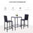 3Pcs Rattan Bar Set With Glass Top Table, 2 Bar Stools For Outdoor, Patio, Garden, Poolside, Backyard