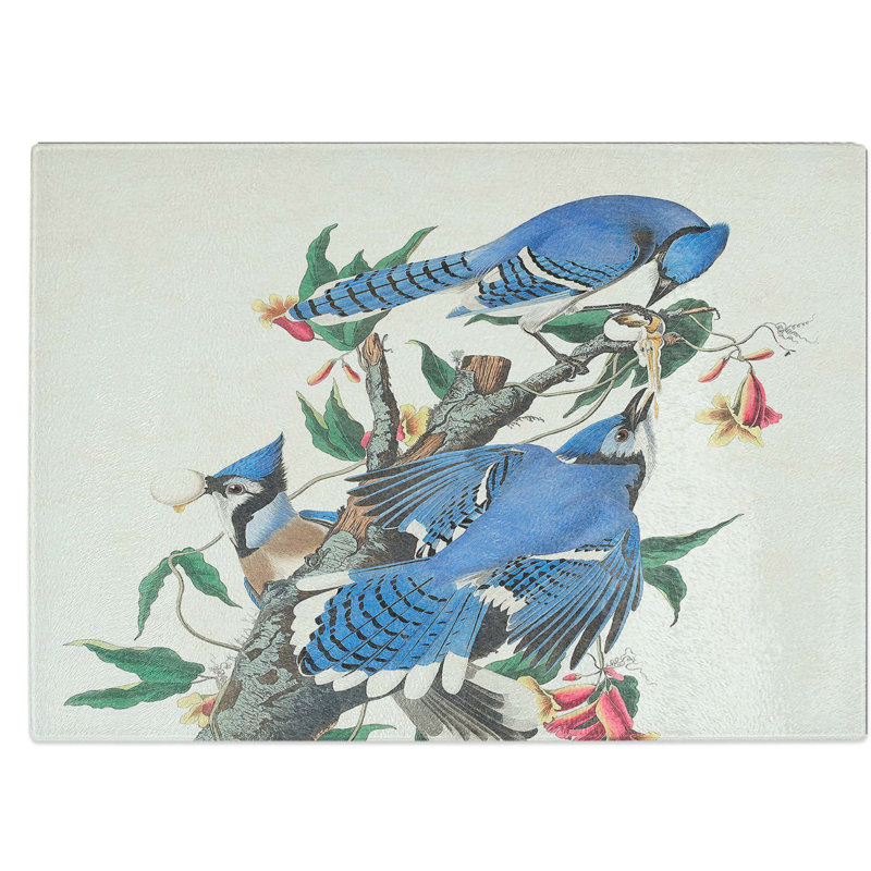 Tempered Glass Jay Birds Chopping Board, 28.5 cm W x 20 cm L