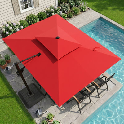 Parasol rectangulaire en porte-à-faux 11 pi x 9 pi avec base robuste