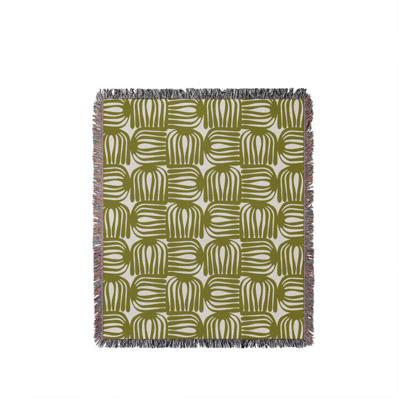 Jeté en coton Hami, Chartreuse, 50 x 60