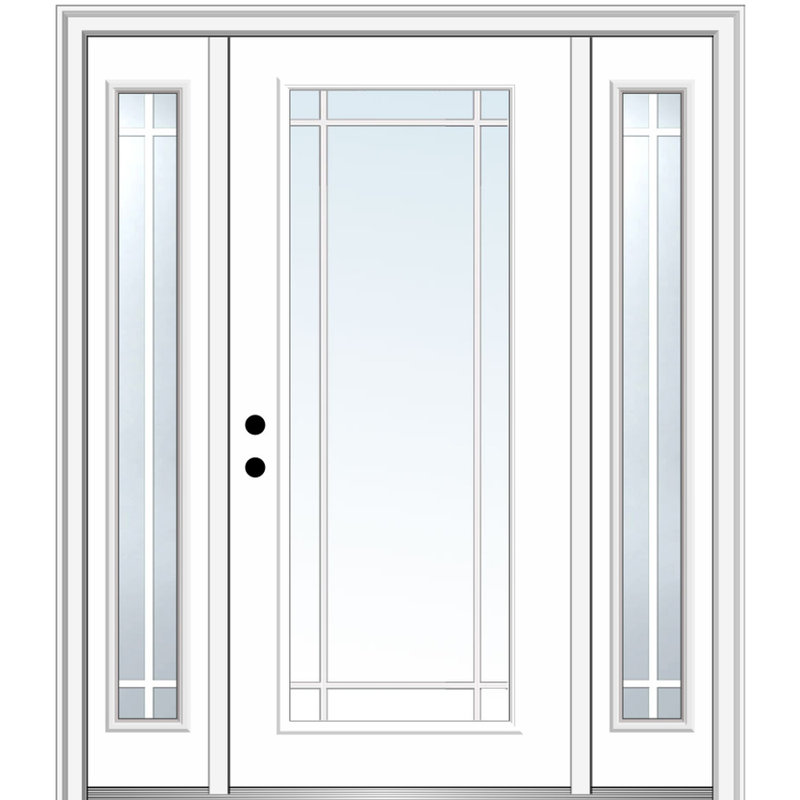 Porte d'entrée pré-suspendue en fibre de verre préfinie lisse, H 80 po x l 60 po x P 1,75 po