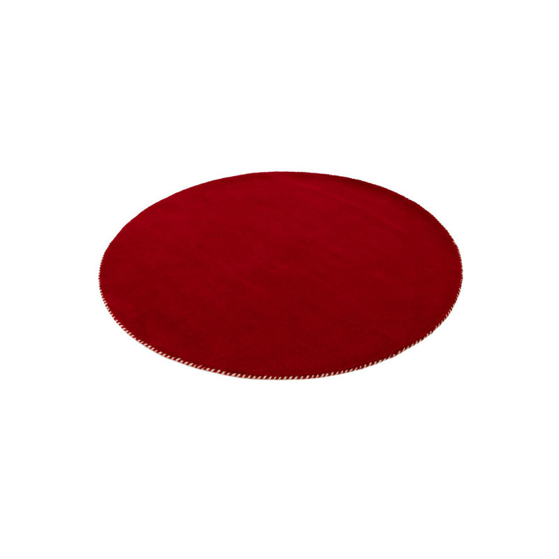 Solid Colour Wool Hand Woven Area Rug, Around 120cm, White / opaline