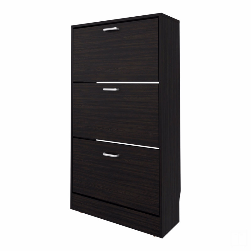 Shoe Rack With 3 Flip-Down Compartments, Black