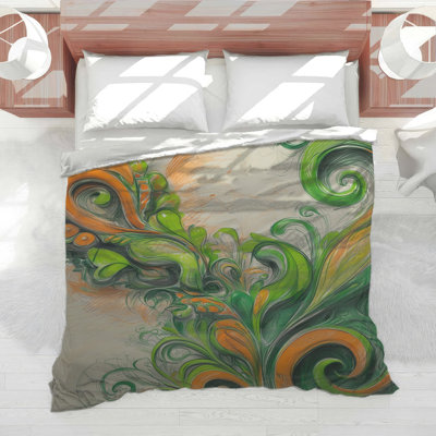 Green Orange Swirls Comforter