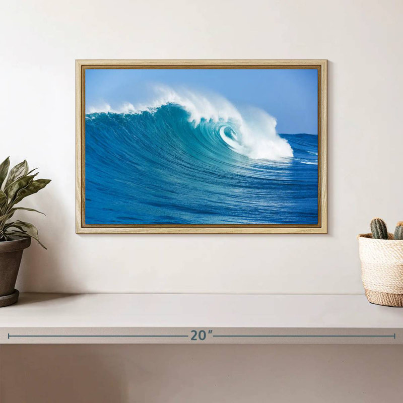Ocean Wave Break, Cadre flottant en bois naturel, 31 po x 21 po