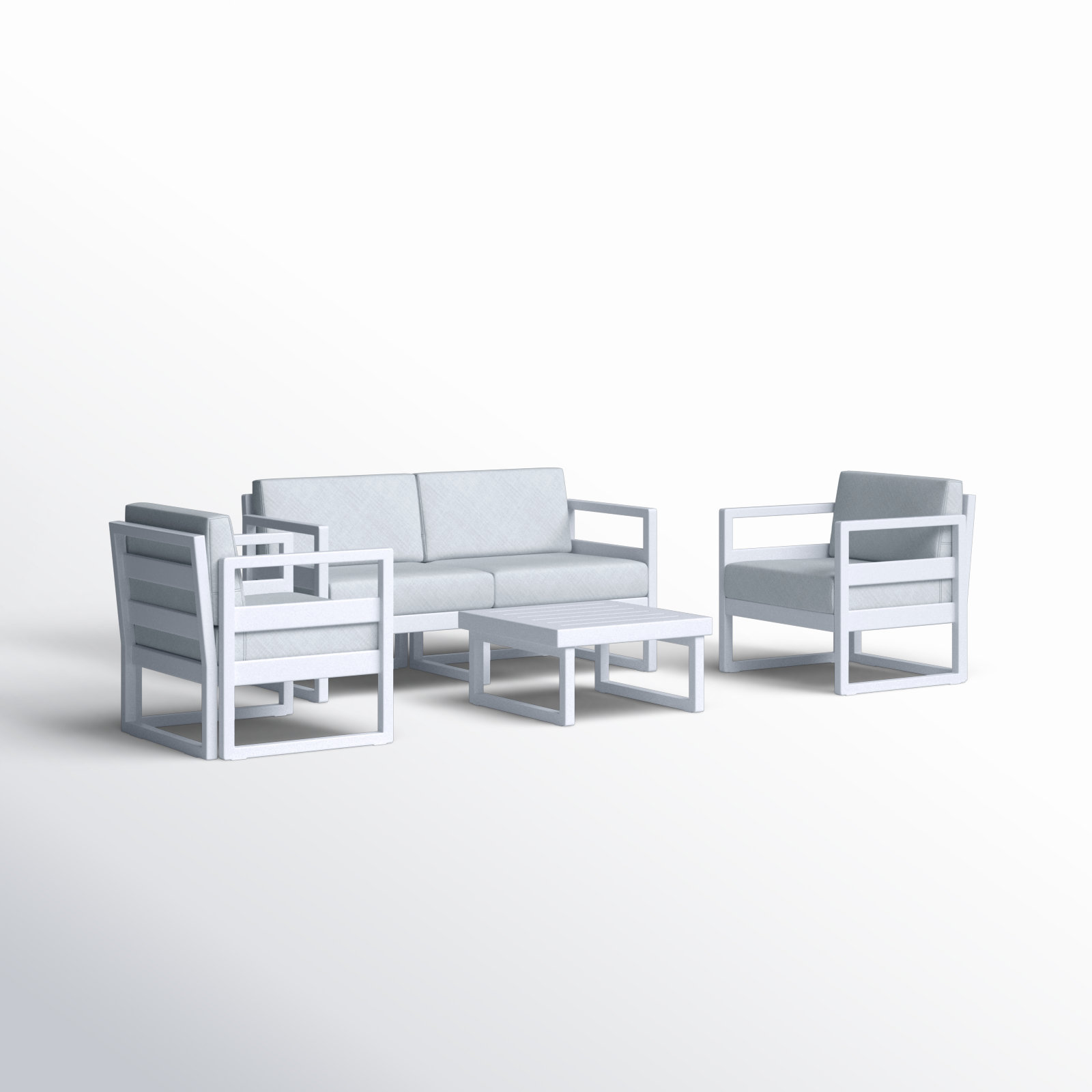 Lane 4 - Person Patio Conversation Set with Cushions, Silver/Gray, Canvas Granite Sunbrella® Canvas