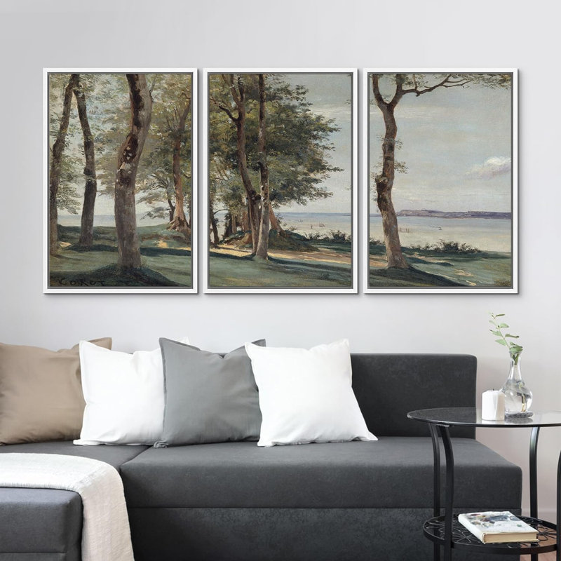 Green Forest, reproduction encadrée sur toile 3 pièces, H 36 po x l 24 po x P 1,5 po, Blanc