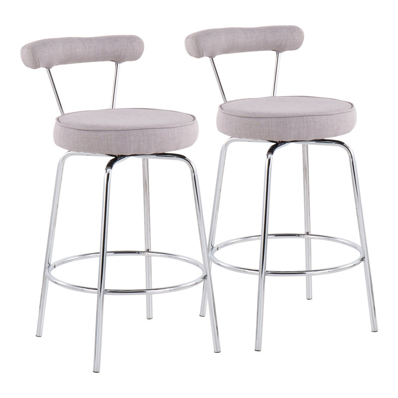  Tabouret de comptoir pivotant en tissu 25,5 po Kayson, Gris texturé