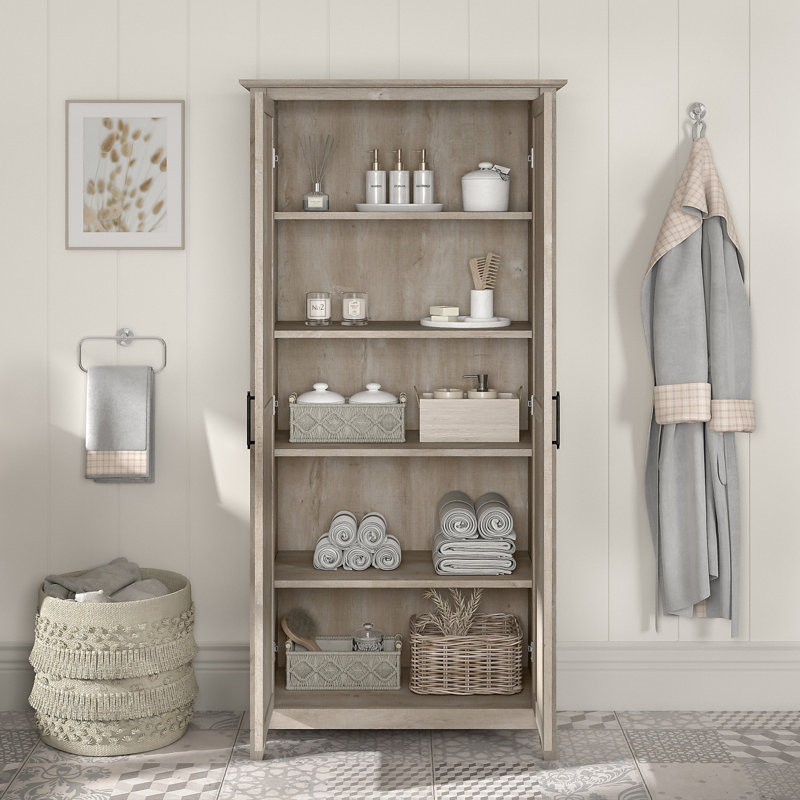 Huckins Free-Standing Bathroom Cabinet, Washed Gray