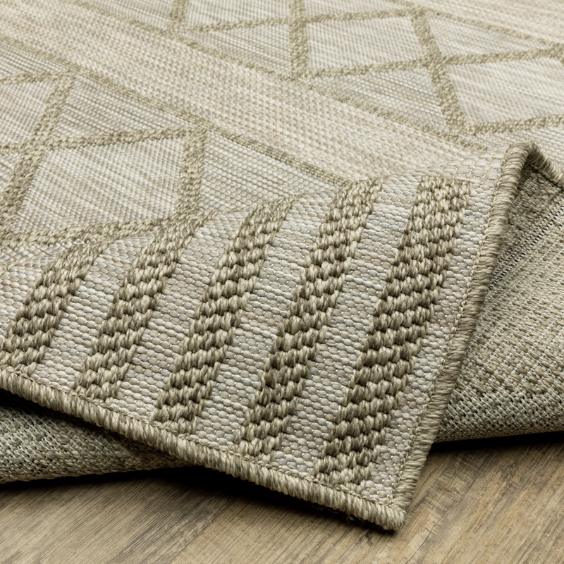 Tapis intérieur / extérieur en polypropylène tissé à la machine de style sud-ouest de couleur brun foncé / gris Days