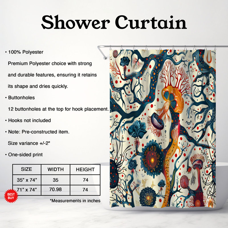 Brain Cells - Rideau de douche Premium, H 74 po x l 71 po