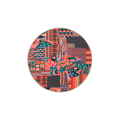 Modern Red Themed Animal Patterned Decorative Washable Rug