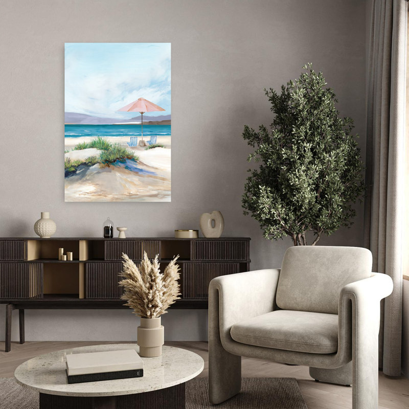 Été plage jours serein abstrait art côtier, H 36 po x l 24 po