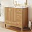 Meuble-lavabo de 36 pouces avec fabrication en bois massif, tiroirs à fermeture en douceur et lavabo en céramique facile à nettoyer pour salle de bain pratique de 36 po, tablette ajustable équipée, coffre-fort à débordement confortable