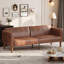 Canapé-lit futon en cuir de 75 po, causeuse convertible, dossier réglable, poches latérales, canapé-lit peu encombrant pour petits espaces, brun