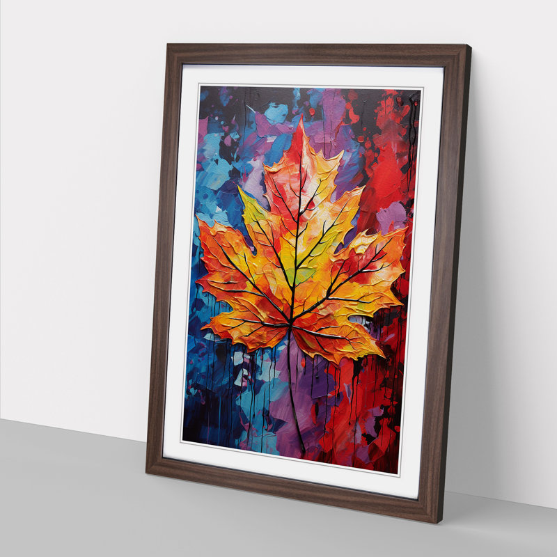 Leaf Expressionism No.2 - Framed Print, 64cm H x 46cm W x 2cm D, Walnut