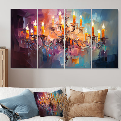 Luminaire lustre baroque jaune Radiance - lustre 4 pièces
