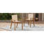 Chaise de salle à manger, ensemble de 2, structure en teck et beige