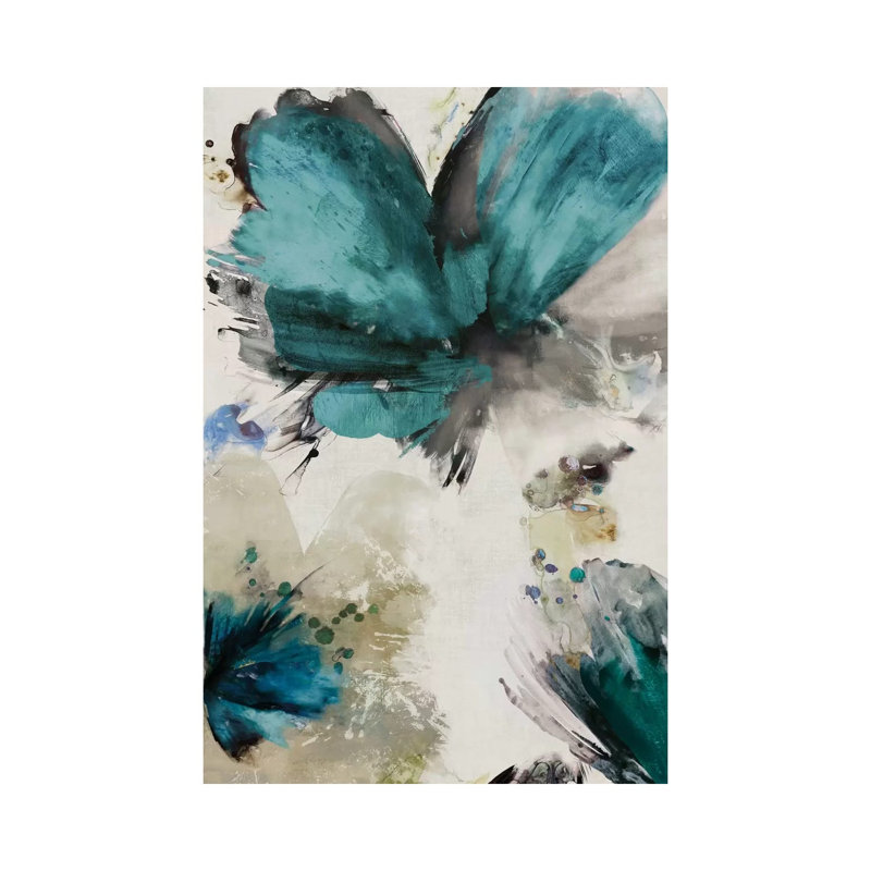 Blue Ribbon Blooms I by Asia Jensen - Wrapped Canvas Painting, 20.32 cm H x 30.48 cm W
