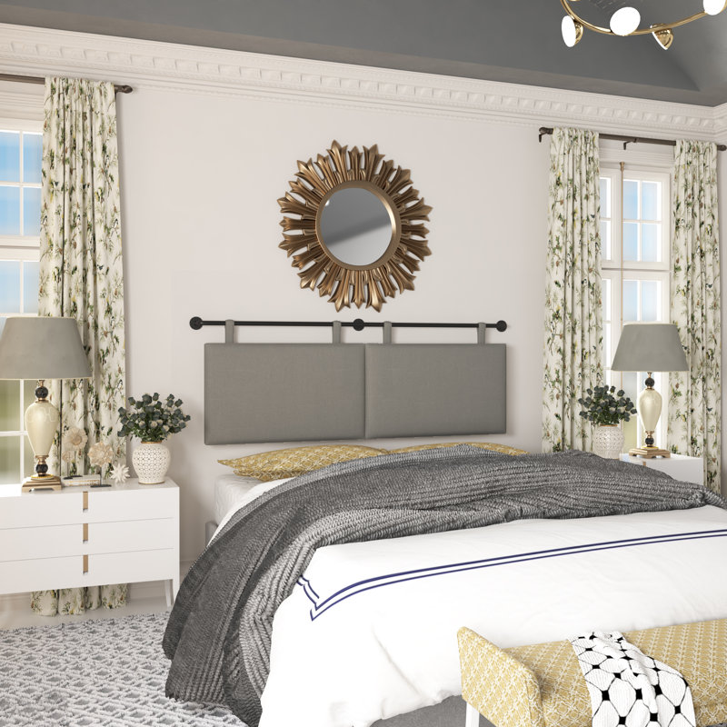 Upholstered King 100% Linen Panel Headboard, Full/Queen, Gray