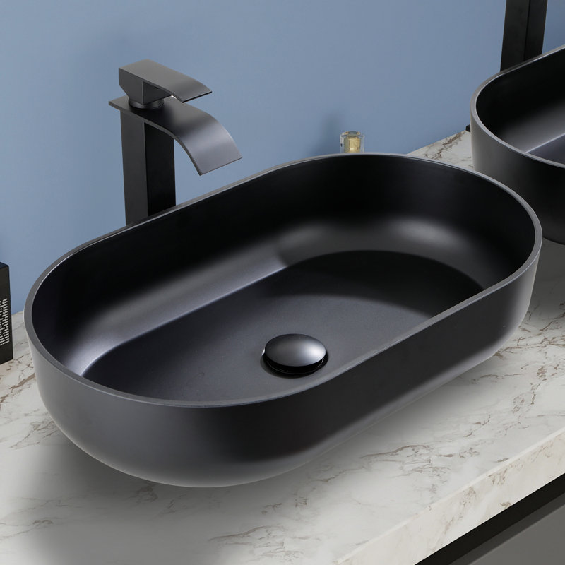 Lavabo pour salle de bain 24 * 14 * 5,5, Noir mat