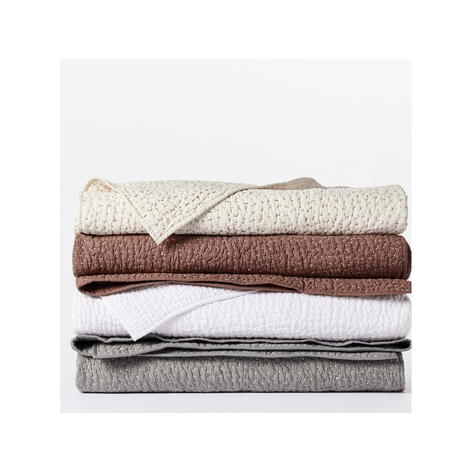 Pebbled Organic Percale Quilt, Full/Queen Quilt, Alpine White