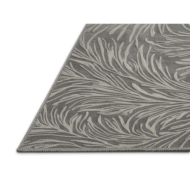 Machine Washable Nature Gray Area Rug, Round 4'