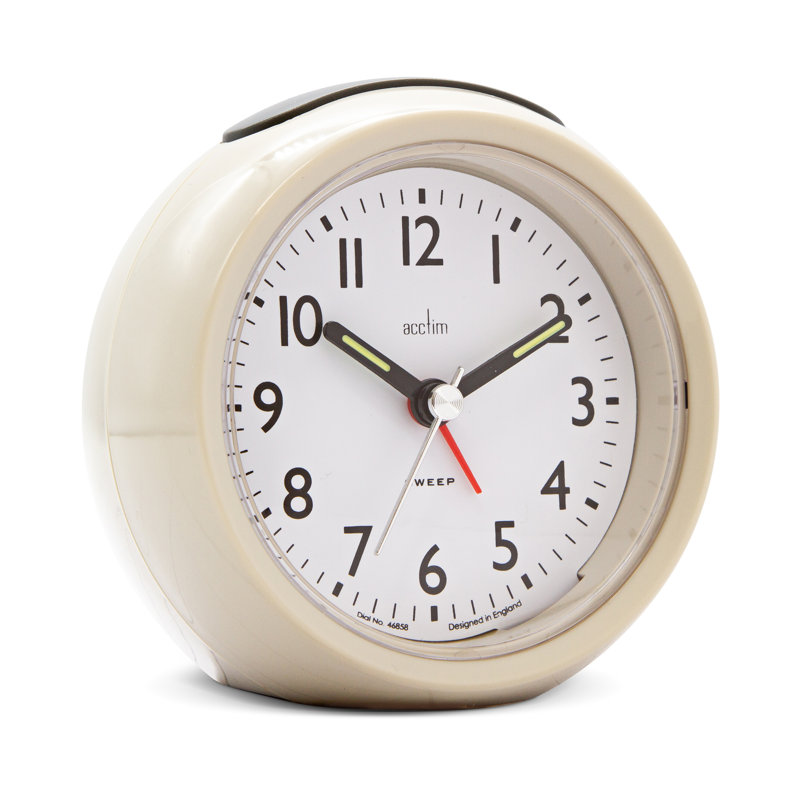 Acctim Grace Non-Ticking Sweep Analogue Bedroom Alarm Clock, Earl Grey