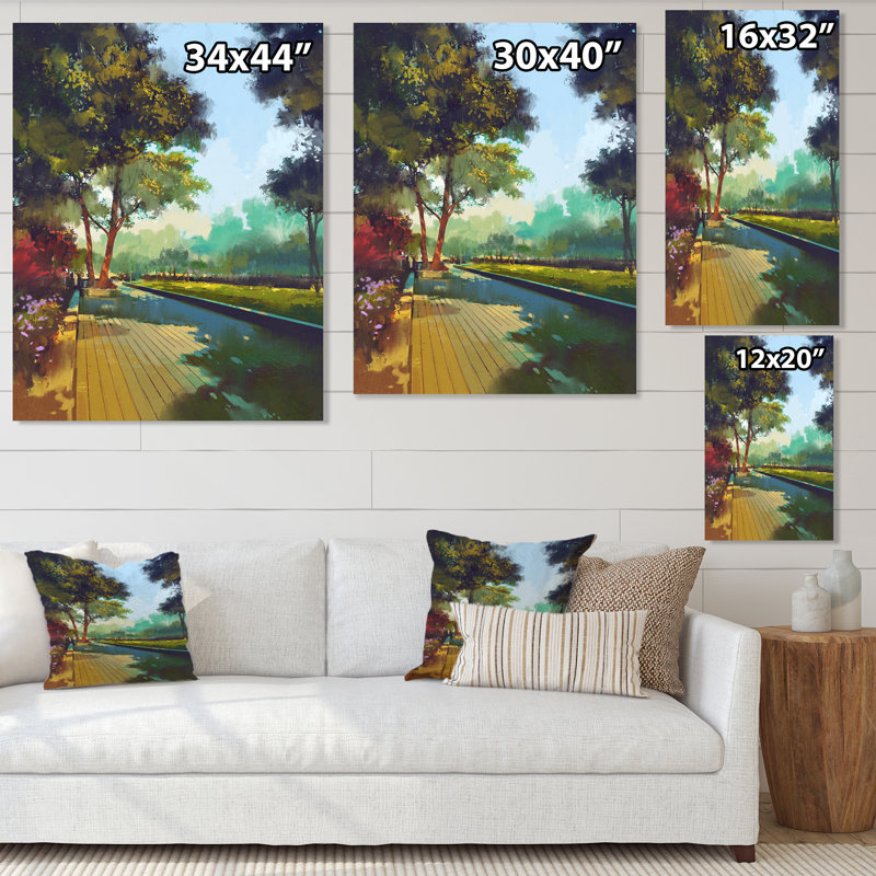 Alley in Colorful Spring Park - peinture sur toile, H 40 po x l 30 po x P 1,5 po, Toile tendue