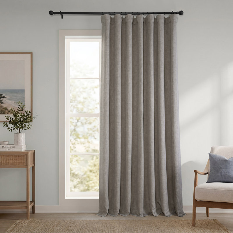 Ottis Faux Linen Room Darkening Curtain Panel, Mink, 50" W x 84" L