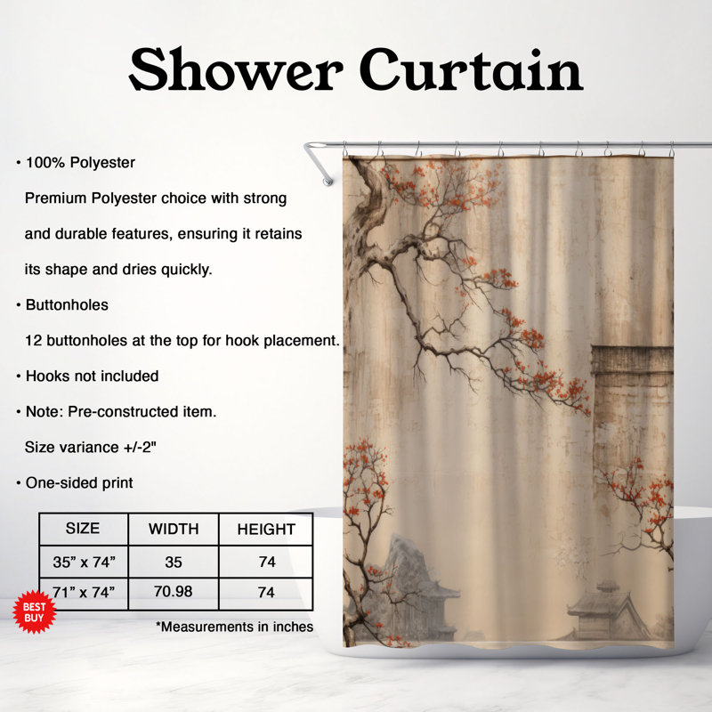 Rideau de douche Premium Wall, H 74 po x l 71 po