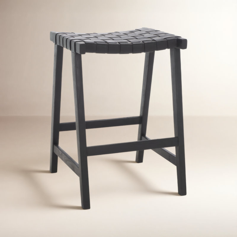 Tabouret de bar et de comptoir en cuir Alston, Noir, Tabouret de comptoir (hauteur du siège de 26,8 po, Noir