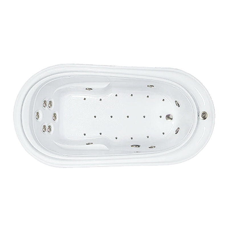 72" x 37" Elite Series Drop In Combination Acrylic Bathtub with Reversible Drain in White, White