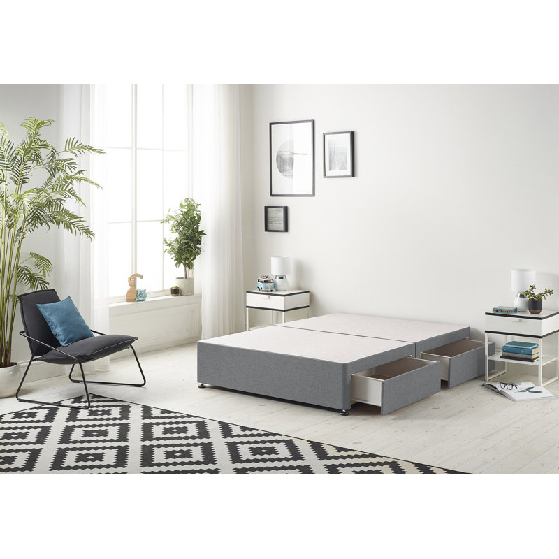 Dennishia Divan Bed Base, Charcoal, Kingsize (5'), 4 Drawers