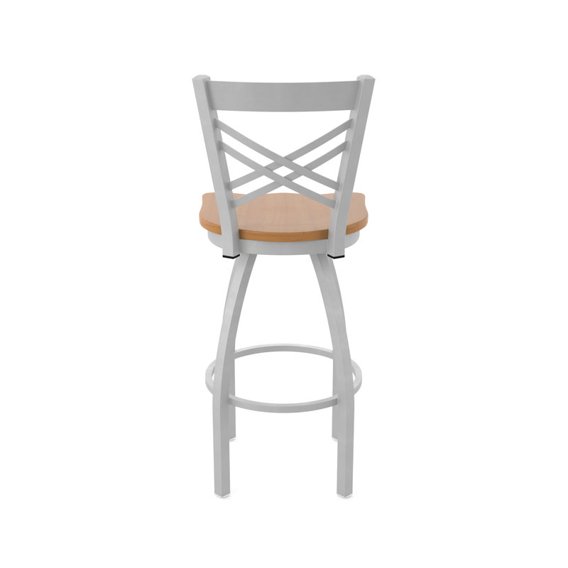 Tabouret tournant 820 Catalina, Nickel anodisé, Bois - Érable moyen, Tabouret de comptoir (assise de 25 po de hauteur)