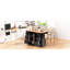 Îlot de cuisine roulant avec tablettes réglables et 4 tablettes à 47 portes à panneau supérieur, noir-773535488