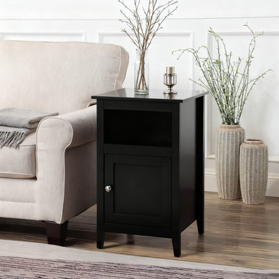 Storage Cabinet And End Table With Shelf, Versatile Living Room And Bedroom Furniture Organizer With Magnetic Door