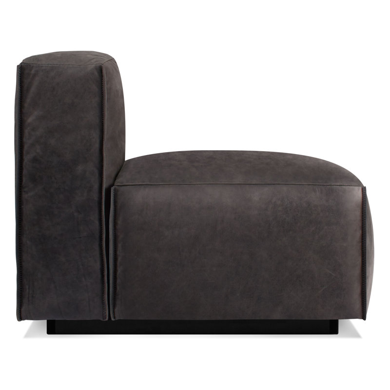 Cleon Slipper Chair, Slate Genuine Leather