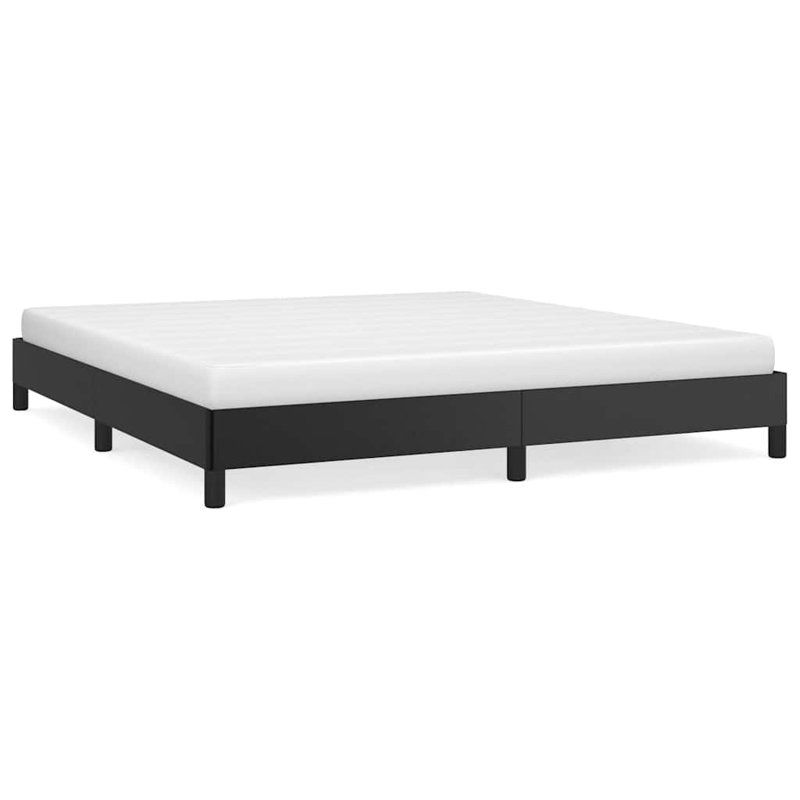 Strath vidaXL Bed Frame, Faux Leather Upholstered Platform Bed Frame, No Mattress, King, Black