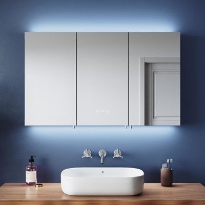 Carlyssa 100 mm W 60 mm H Wall Mounted Mirrored Bathroom Cabinets 5 Adjustable Shelves with Mirror