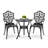 Aleah 3-Piece Outdoor Bistro Set, Round 24 Inch Cast Aluminum Bistro Table with 2.17" Umbrella Hole and Chairs for Patio, Black